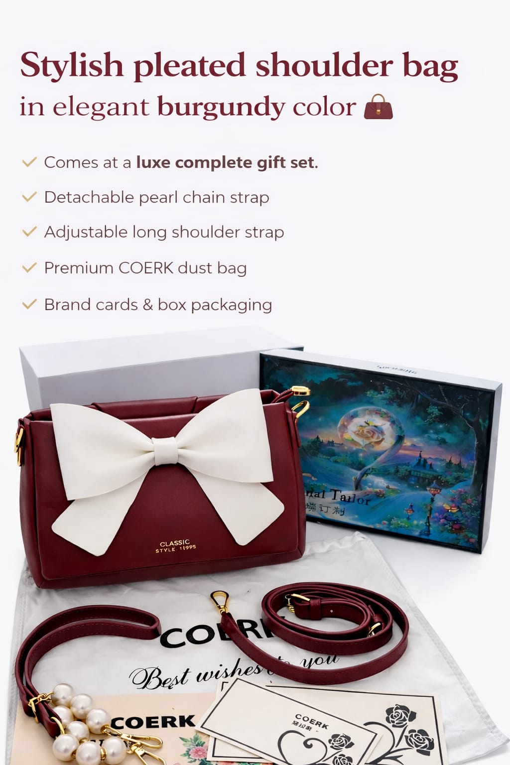 Classic Chic Bow-Detail Shoulder Bag (Red)