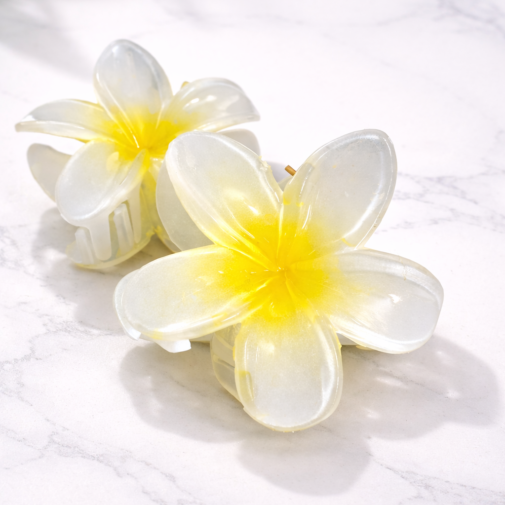 Flower Design Hair Claw Clip – Transparent Finish