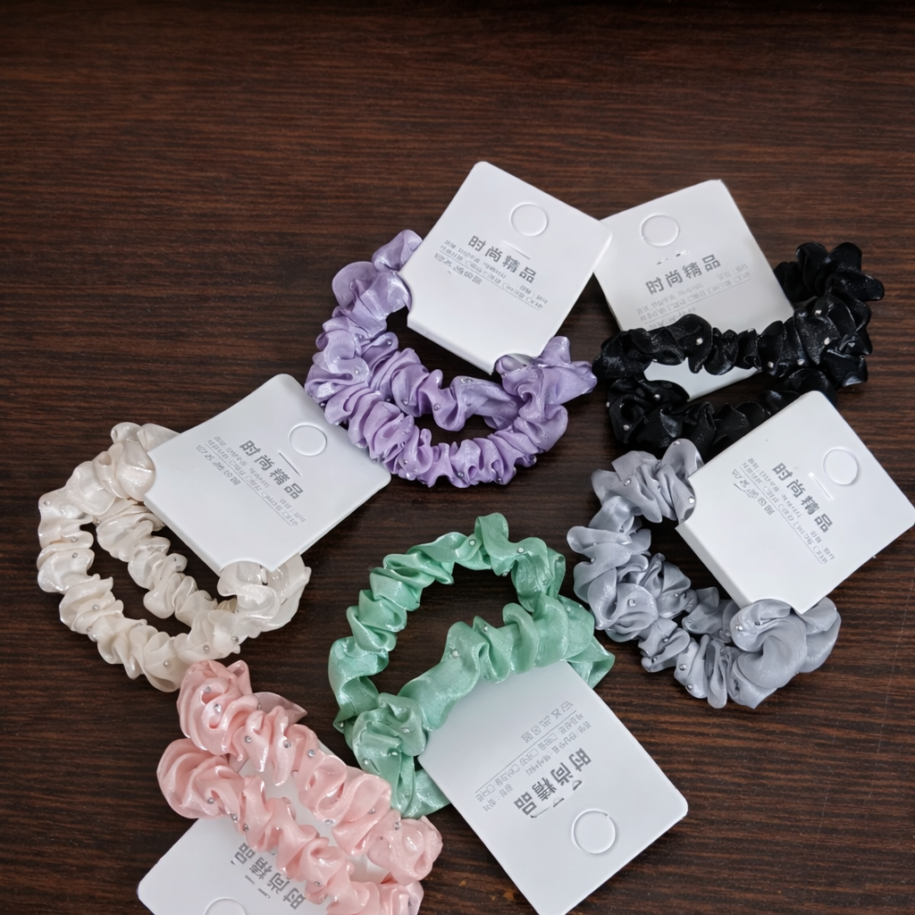 Glossy Satin Scrunchies – Solid Color Collection